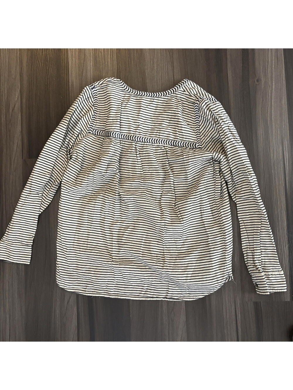 J Crew Popover Top Women’s Blouse Size 4 Striped Embroidered Long Sleeve Gray - Picture 6 of 7